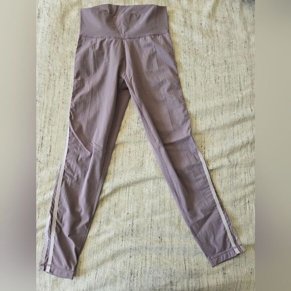 Adidas Lilac White Stripe Athletic Leggings - Picture 3 of 6